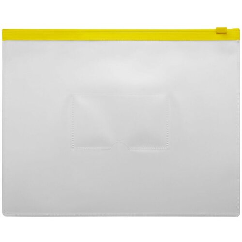 Бюрократ Папка-конверт с молнией, A5, 0,15мм, желтая