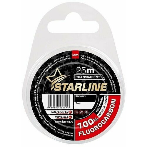 Леска Флюорокарбон STARLINE 100% FLUOROCARBON 25 м d 0.22 мм test 3,0 кг