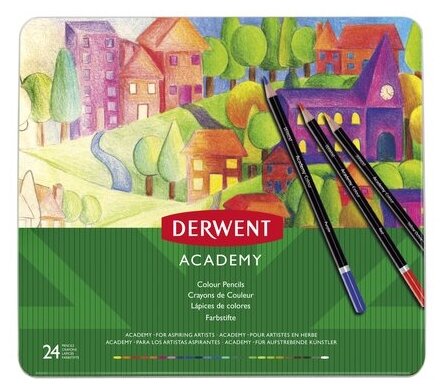 Набор цветных карандашей Derwent Academy 24 цвета в металлической упаковке