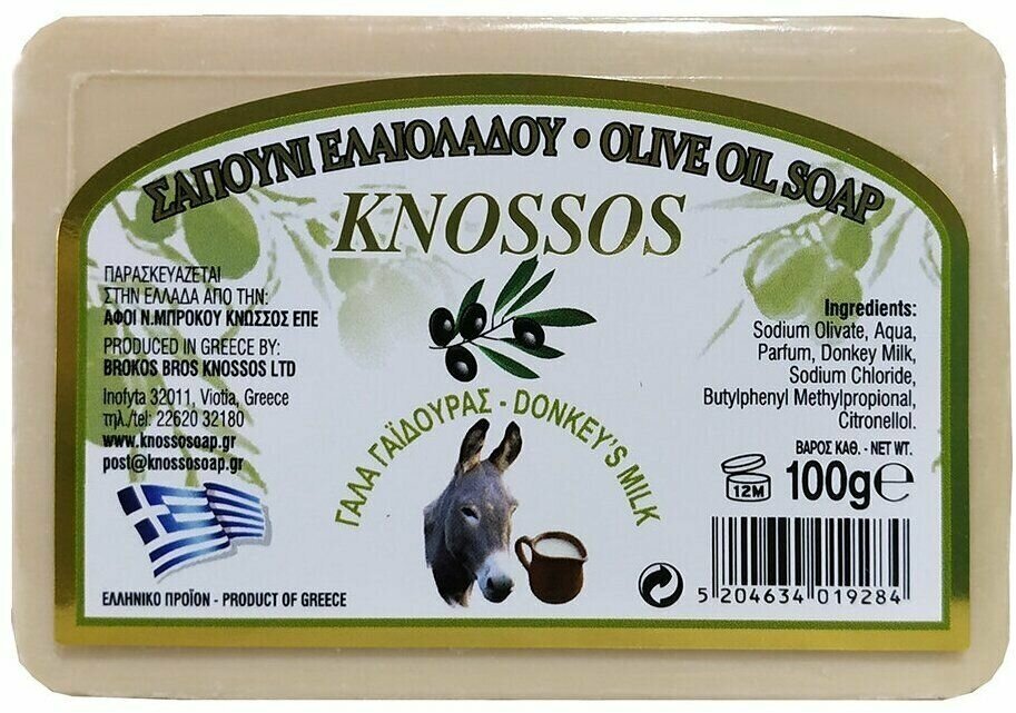 Натуральное оливковое мыло с молоком ослицы, KNOSSOS, Греция, 100г