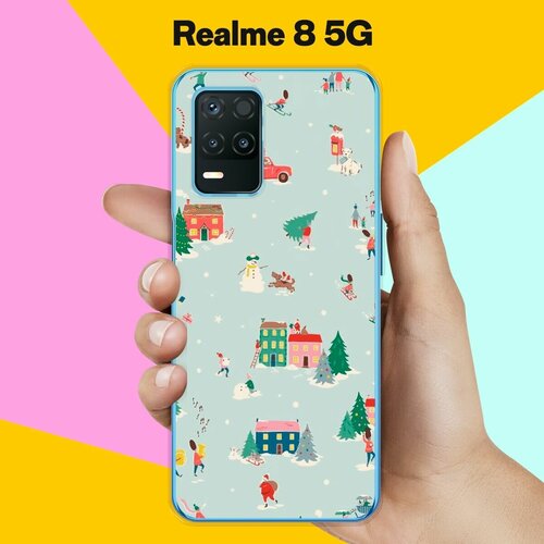 Силиконовый чехол на realme 8 5G Узор новогодний / для Реалми 8 5 Джи силиконовый чехол на realme 8 5g серые пингвины для реалми 8 5 джи