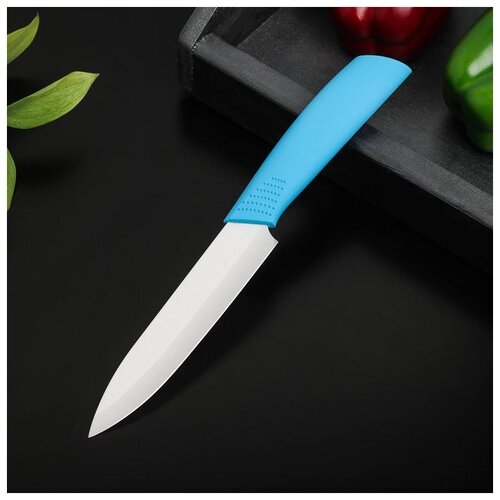 фото Нож керамический "симпл" лезвие 12,5 см, ручка soft touch, цвет синий 5386355 сима-ленд