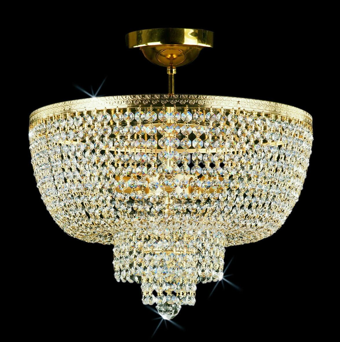 Хрустальный потолочный светильник Preciosa, Чехия, кол-во ламп: 5, цвет арматуры: латунь