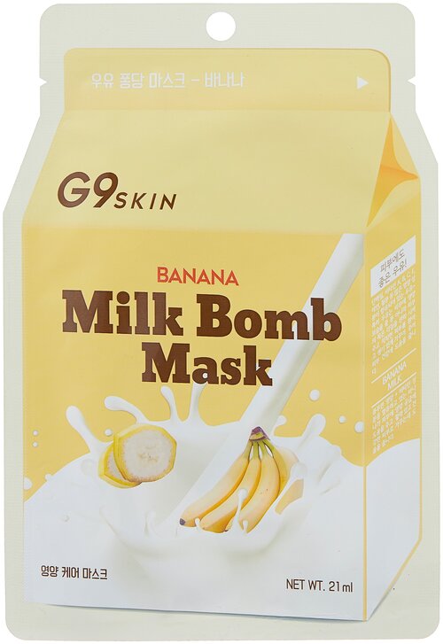 G9SKIN тканевая маска Milk Bomb Banana, 25 г, 21 мл