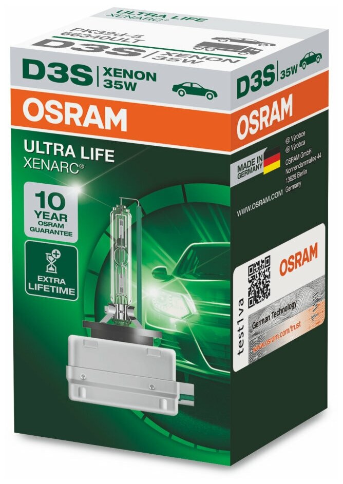 Лампа автомобильная ксеноновая OSRAM Ultra Life 66340ULT D3S 42V 35W PK32d-5 4300K 1 шт.