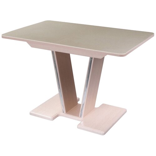 фото Стол кухонный домотека румба пр-1 км 03-1, раскладной, дхш: 120 х 80 см, длина в разложенном виде: 157 см, 06/мд бежевый/молочный дуб 03-1 мд молочный дуб