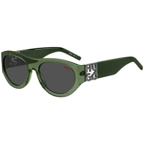 Солнцезащитные очки HUGO, кошачий глаз, оправа: пластик, для мужчин, зеленый