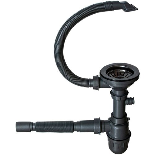 Сифон 3 1/2*40 с прямоуг. переливом, с гофрой 40*40 MIXLINE PRO (черный графит)