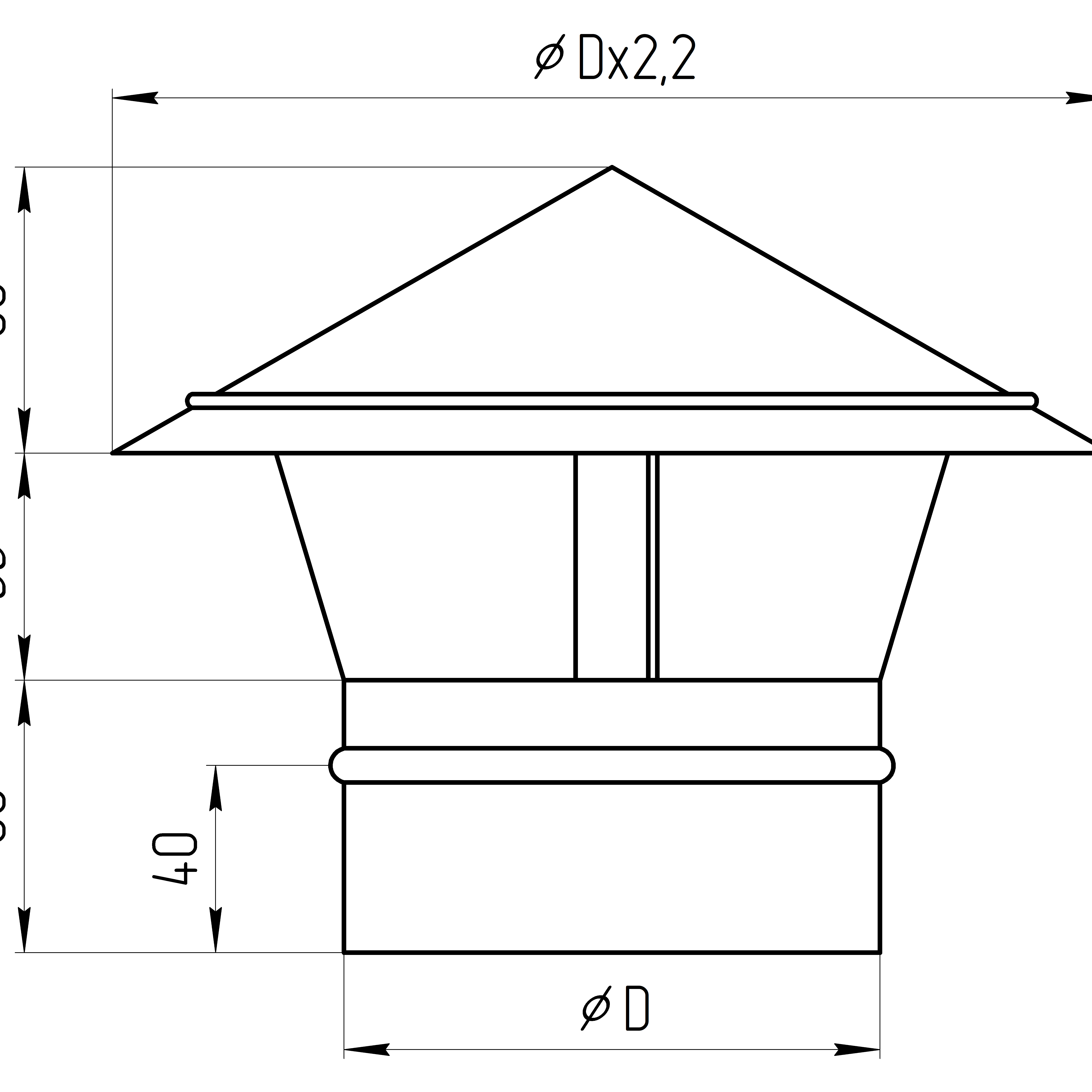 Зонт крышный, для круглых воздуховодов, D125(+), оцинкованная сталь - фотография № 2