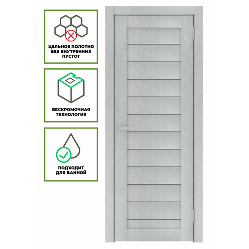 Комплект Межкомнатная дверь Рондо 20, Лесма Стиль, отделка стеклом black star, цвет бетон светлый Лофт 70х200 см серый