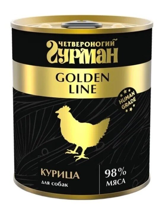 Четвероногий Гурман Golden консервы для собак Курица натуральная в желе 340г (6 штук)