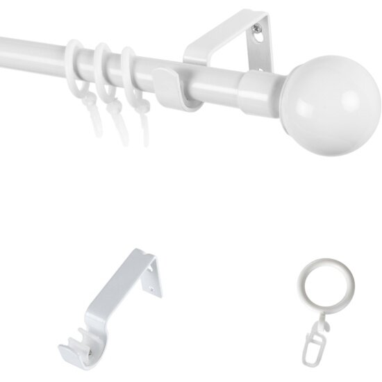 фото Карниз металлический однорядный lm decor лайт с наконечником сфера