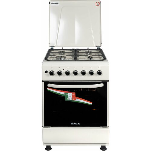 Газовая плита 60 см с электрической духовкой 64 л 3 режима Термостат 70-230 С Автоотключение по таймеру 90 мин Чугунные решетки Ящик для посуды Электроподжиг il Monte FO-GE6011 3319200₽