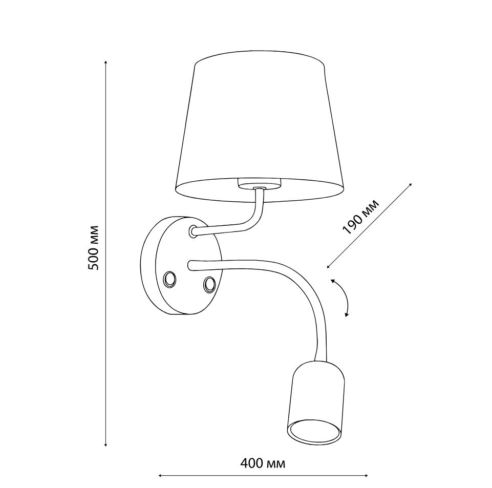 Бра / Настенный светильник с выключателем TK Lighting 2537 Maja Black, цвет черный