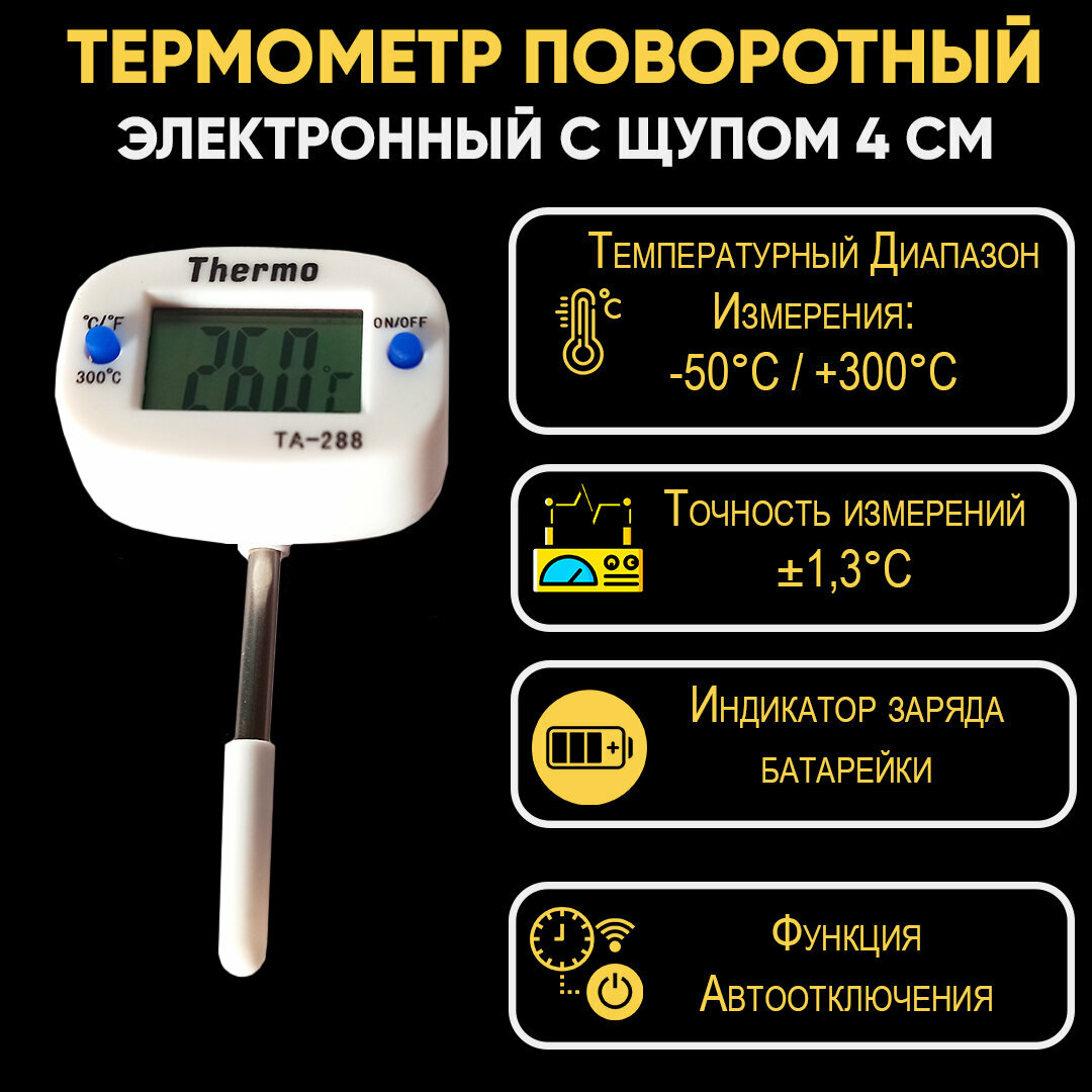 Термометр электронный поворотный 4мм