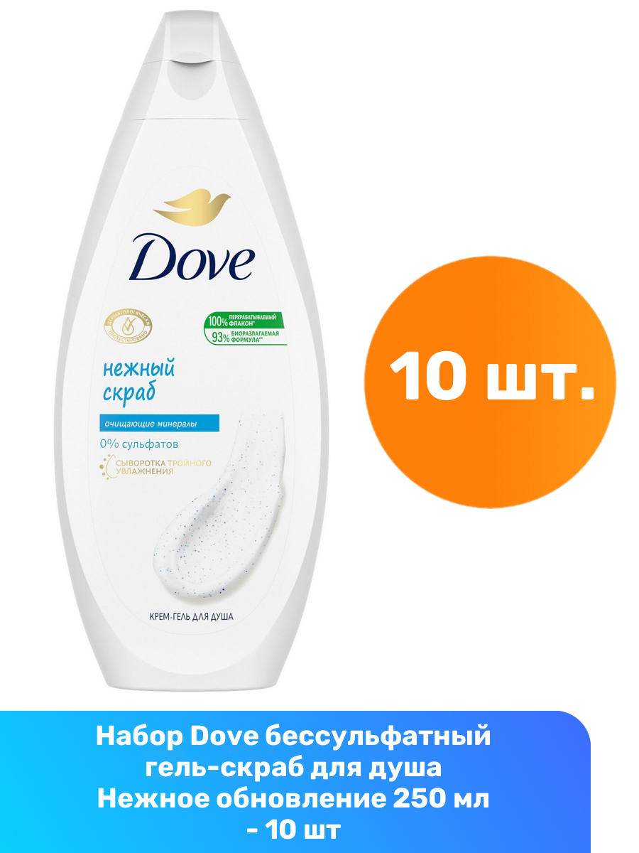 фото DOVE бессульфатный гель-скраб для душа Нежное обновление 250 мл
