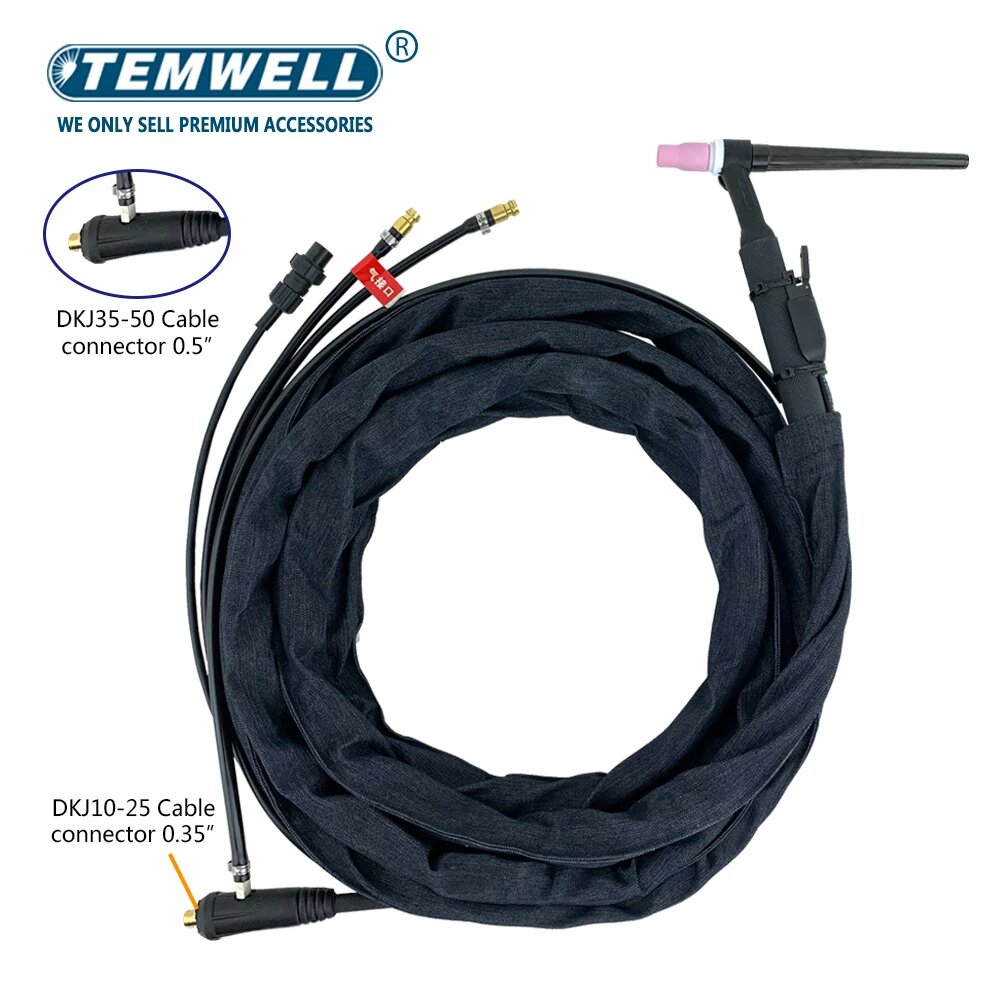 TEMWELL Сварочная горелка WP20F 4м, 35-50 Cable connect, WP20F Quick Nut