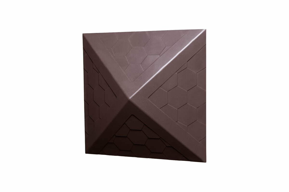 Колпак ППК на заборный столб 1.5x1.5 кирпича Neoкомпозит Гибкая черепица 390x390x43 мм коричневый КЗ-390 ГЧ К