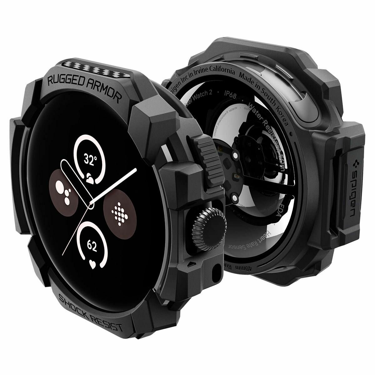 Чехол Spigen на Google Pixel Watch 3/2/1 41mm (ACS07555) Rugged Armor / Спиген Чехол для Пиксель Вотч Черный Матовый