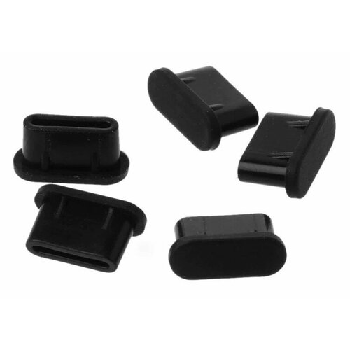 5 шт. силиконовая заглушка в разъем Type-C (черная)