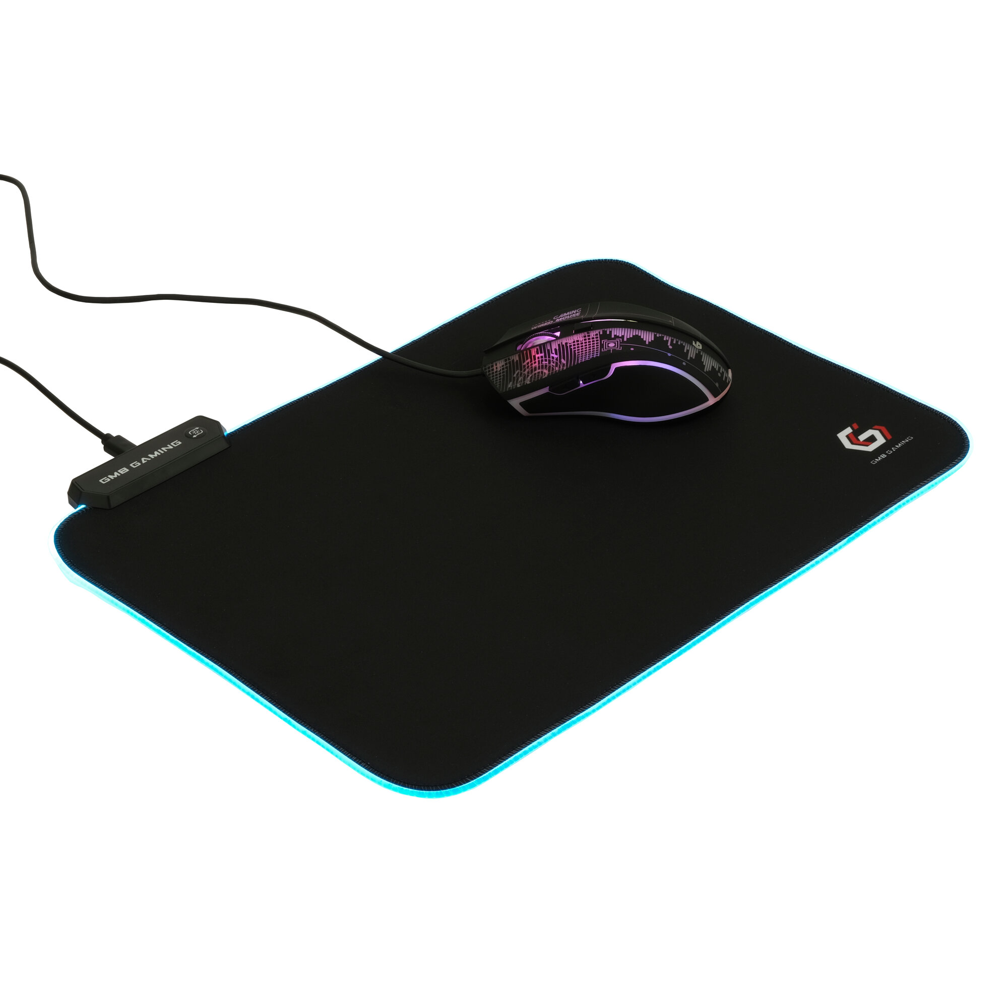 Коврик для мыши Gembird с подсветкой 350х250х3мм, черный, ткань+резина, коробка - фото №7