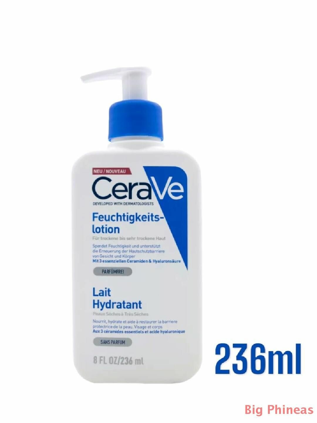 CeraVe Лосьон для лица и тела увлажняющий для сухой и очень сухой кожи лица и тела, 236 мл Big Phineas