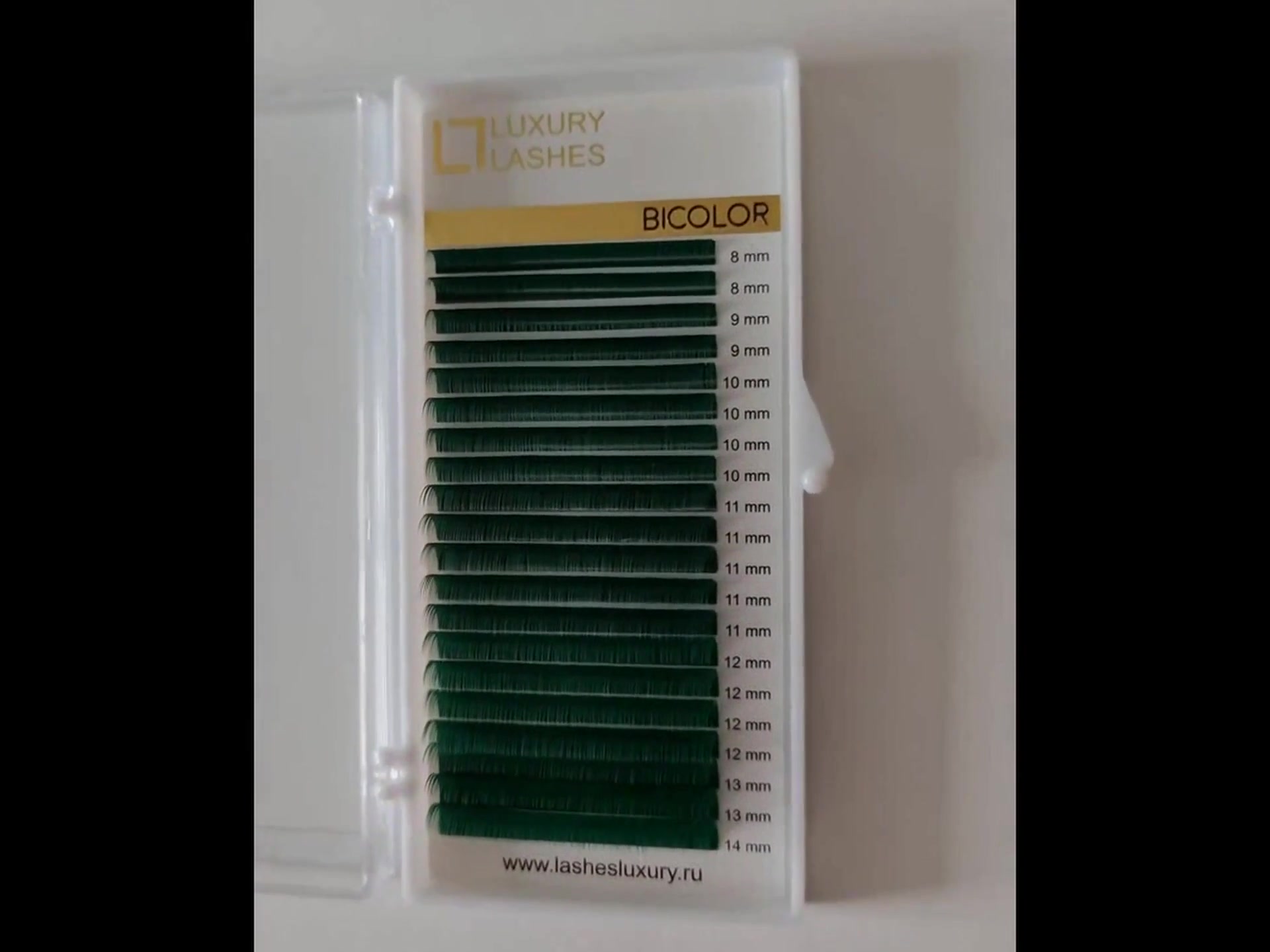 Luxury Lashes Ресницы для наращивания зеленые mix изгиб D 0.10 8-14, 20 линий — фото 1