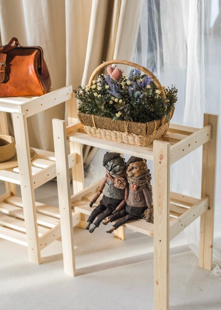 Стеллаж деревянный напольный модульный усиленный 147х55х39х5 полок — фото 1