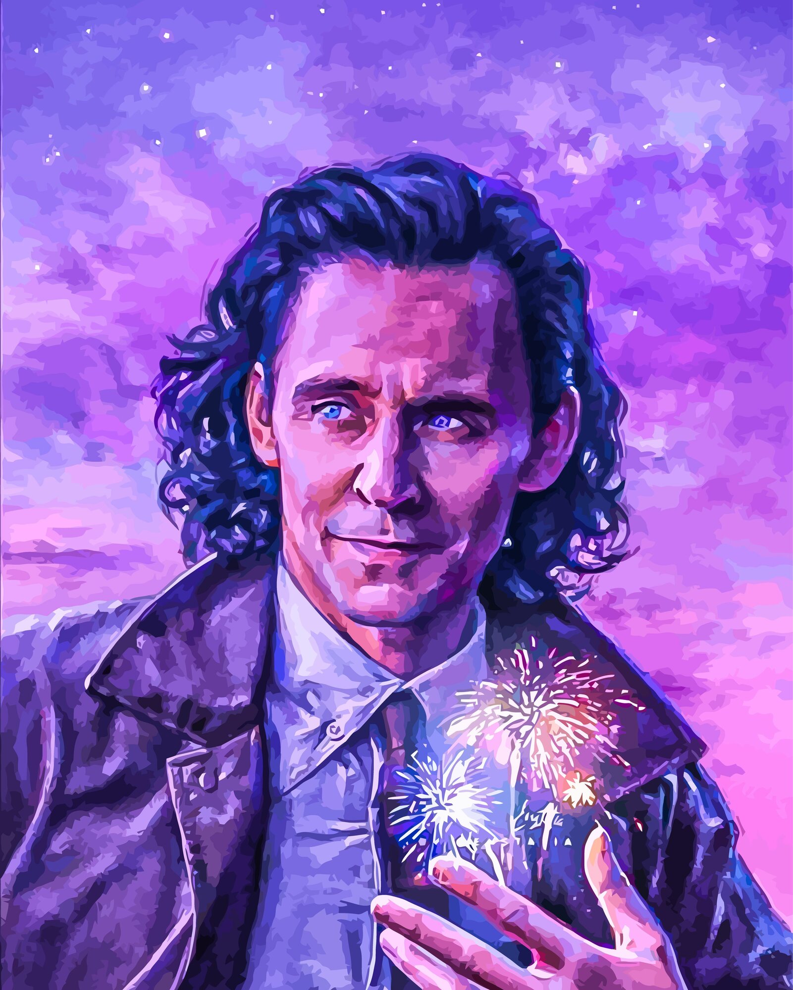 Картина по номерам на холсте с подрамником 40х50 Marvel Локи Том Хиддлстон — фото 1