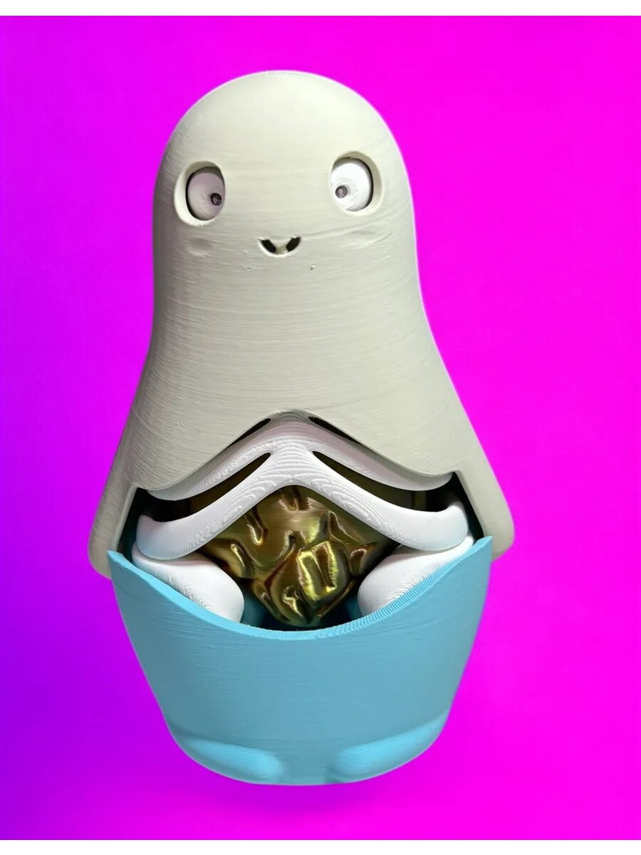 Матрешка - Muerta уникальная 13 см 10 элементов скелет сердце фигурка — фото 1