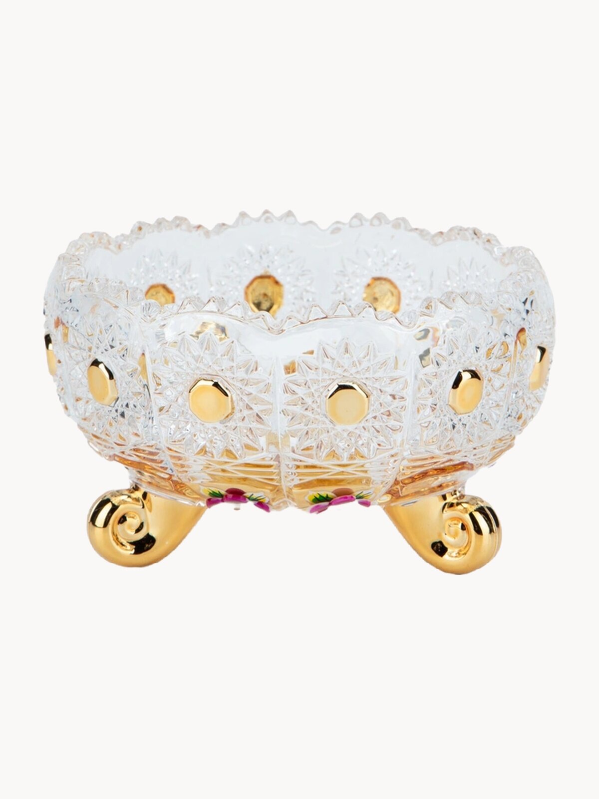 Конфетница "Lefard Gold Glass" диаметр 11 см, высота 7 см, стекло