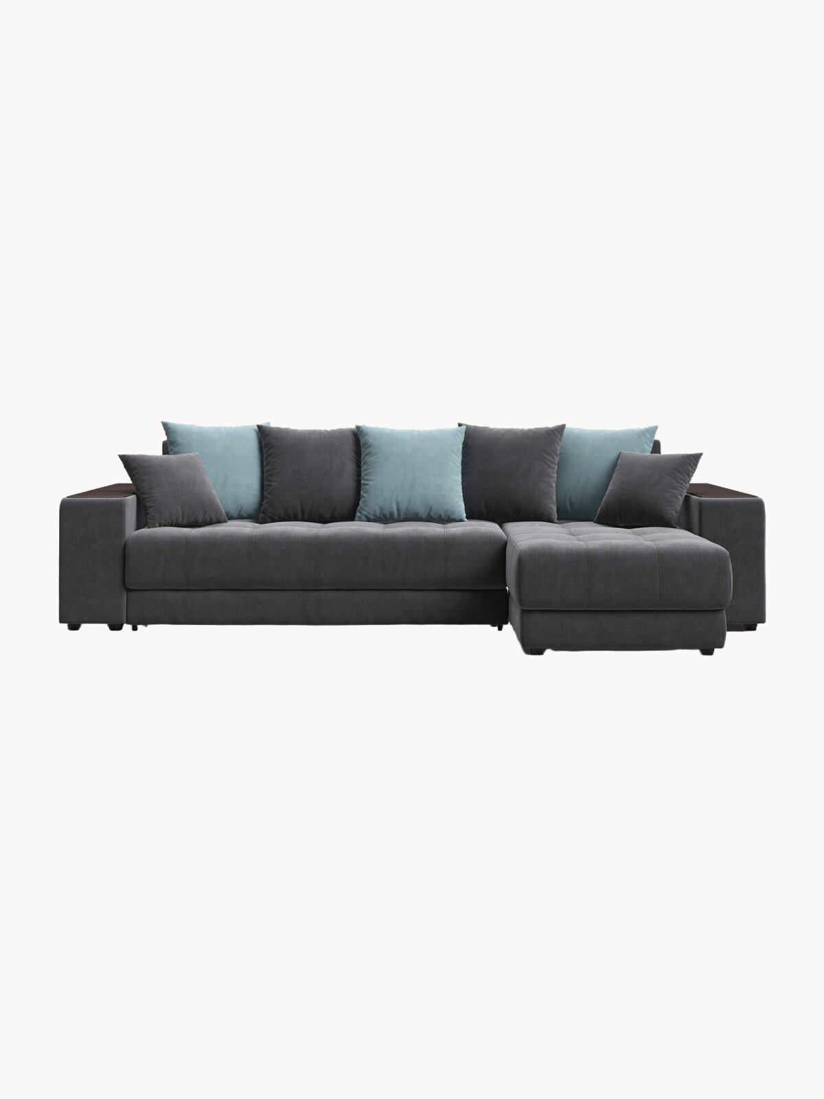 Диван-кровать угловой Ванкувер, раскладной, с ящиком для белья, механизм: еврокнижка, Велюр Монолит серый, 285x160x95 см