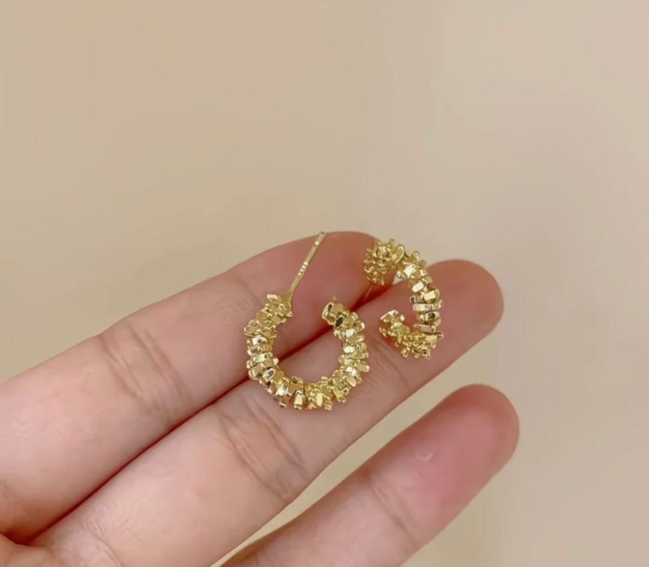 Серьги клипсы, размер 1 мм, золотистый — фото 1