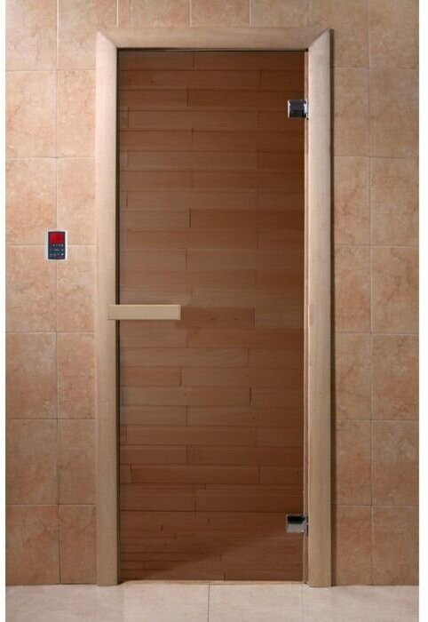 Добропаровъ Дверь для бани и сауны стеклянная "Бронза", размер коробки 190х67, 6мм
