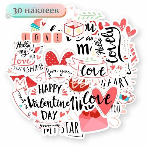 Наклейки - Love, валентинки - 66шт. наклейки 14 февраля 66шт