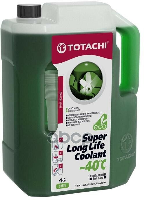 Антифриз Super Llc Green -40C Зеленый 4L TOTACHI арт. 41604