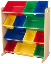 Стеллаж KidKraft Sort It & Store it с 12 контейнерами 83х47х100 см Primary & Natural