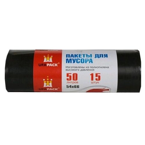 Ufapack Мешки для мусора 50 л 15 шт ПВД чёрные