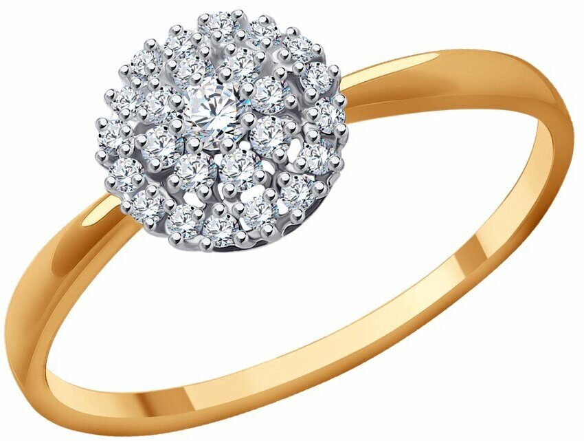 Кольцо Diamant, красное золото, 585 проба, фианит