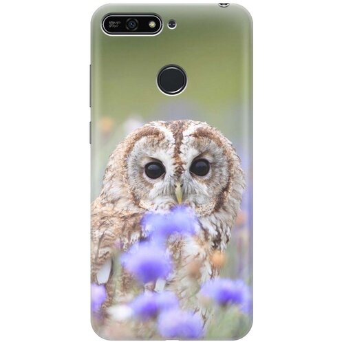 фото Gosso ультратонкий силиконовый чехол-накладка для huawei y6 prime (2018) / honor 7c / honor 7a pro с принтом "сова и васильки"