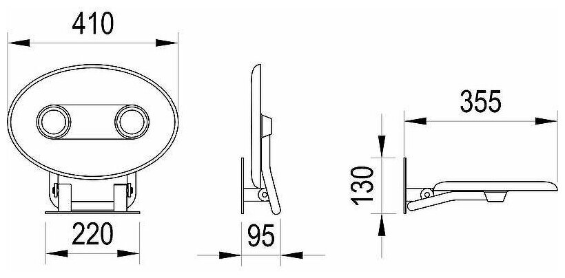 Сиденье для душа Ravak Ovo P II Opal/Black B8F0000057 - фотография № 4