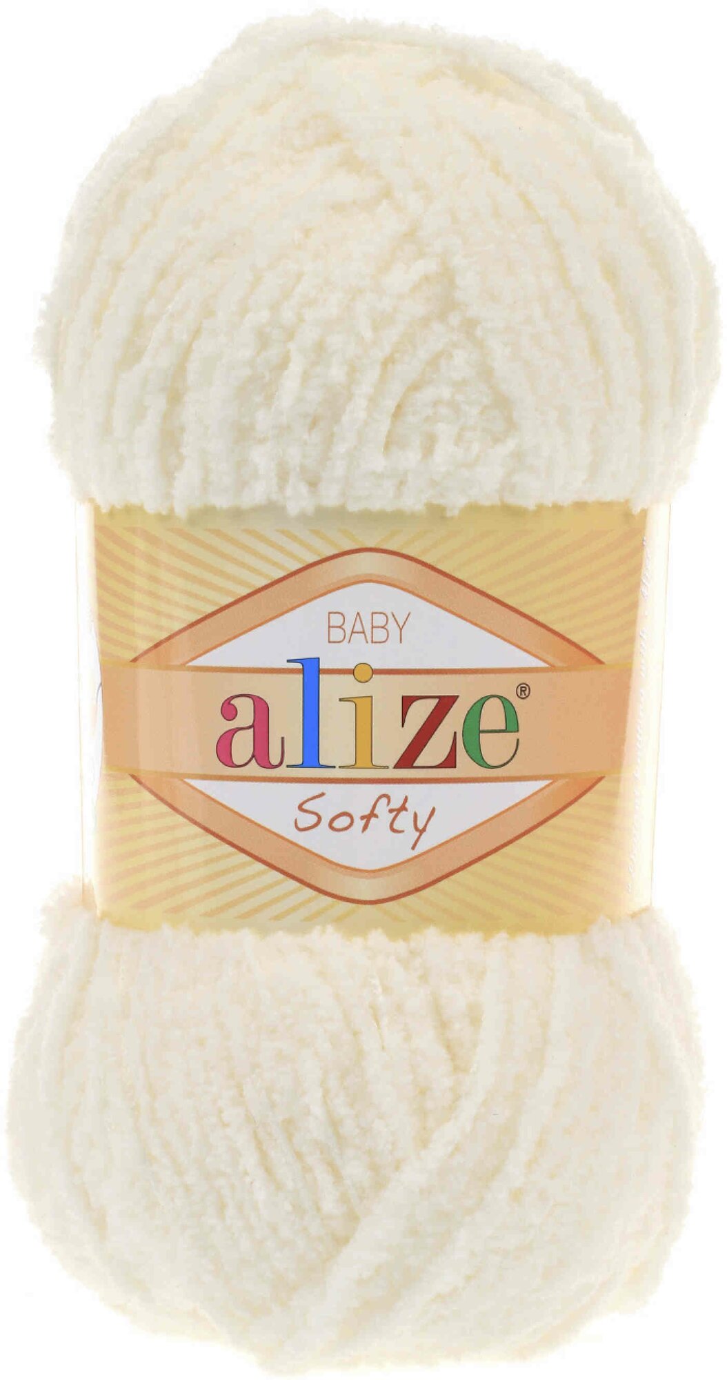 Пряжа Alize Softy светло-молочный (62), 100%микрополиэстер, 115м, 50г, 3шт