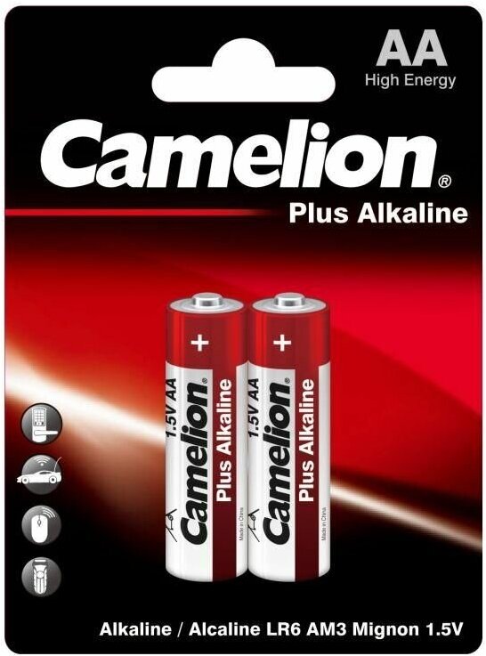 Элемент питания алкалиновый AA/LR6 1.5В Plus Alkaline LR6-BP2 BL-2 (блист.2шт) Camelion 1652