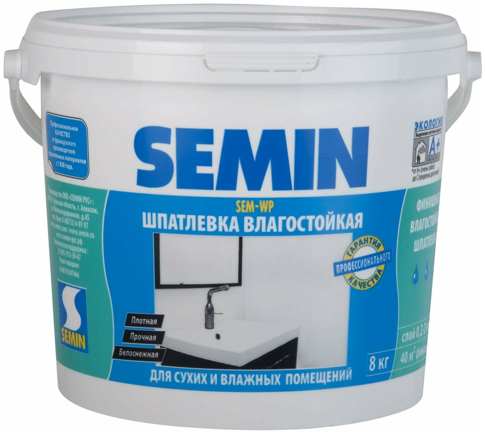 SEMIN Шпаклёвка полимерная финишная Semin SEM-WP 8 кг