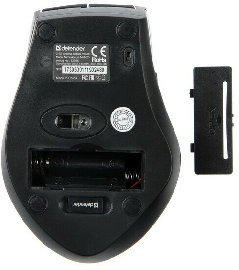 Мышь DEFENDER Accura MM-365, оптическая, беспроводная, USB, черный [52365] - фото №14