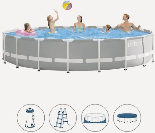 Изображение товара Каркасный бассейн 26732 Intex Prism Frame (Интекс Призм Фрейм) 549*122 см серый, фильтр-насос, аксессуары, INTEX, 26732