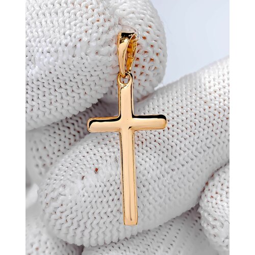 Крестик женский , Trade Jewelry подвеска из серебра 925 пробы (покрытие золото 585) без вставок