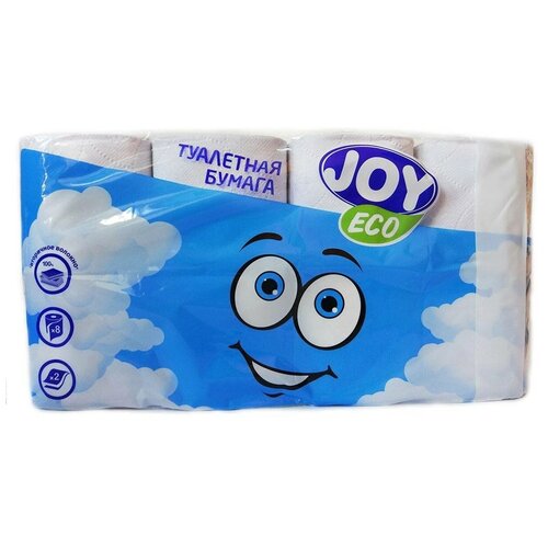 Туалетная бумага Joy Eco Eco белая двухслойная 8 рул.