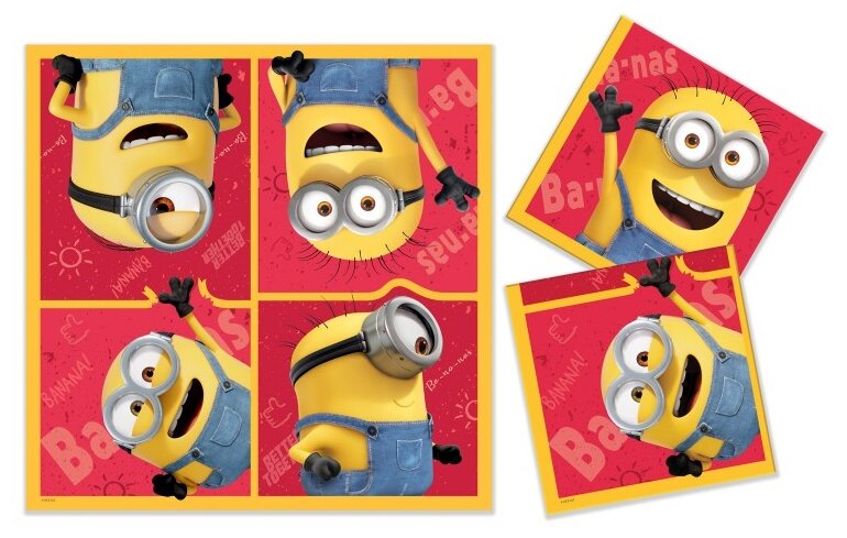 Minions 2. Салфетки бумажные трехслойные-2 33*33 см, 20 шт (3D дизайн)