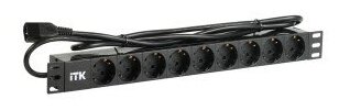 Itk Монтажное оборудование PH22-9D2-P PDU 9 розеток нем. ст, 1U, шнур 2м вилка С14 ПВХ чер PH22-9D2-P